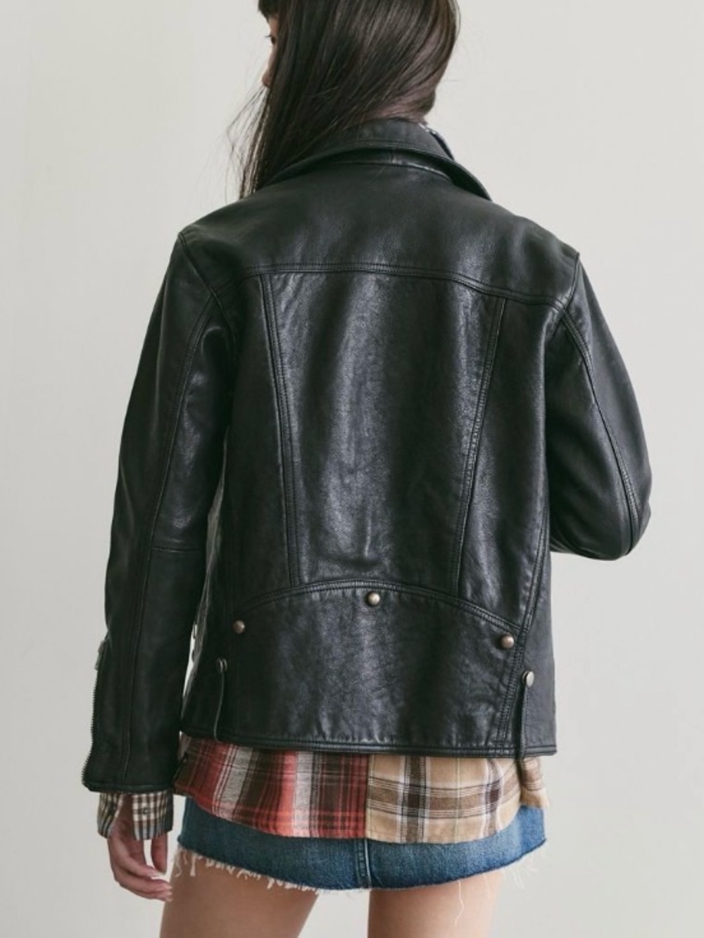 Free People WTF *$698* Jealousy Leather Moto Jacket Washed Black XS NWT - Picture 3 of 8